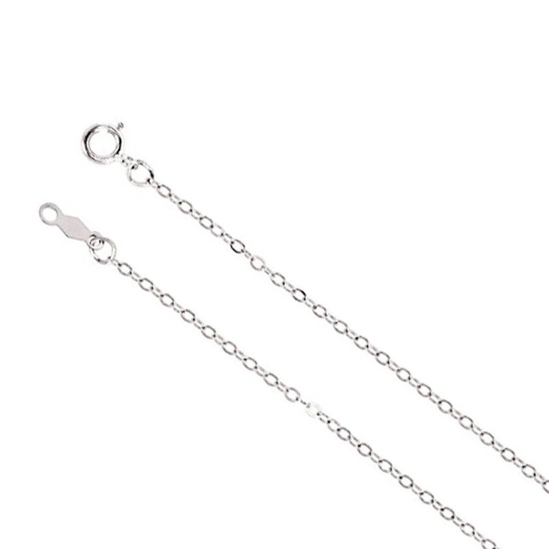 1.3mm 14k White Gold Solid Classic Flat Chain Necklace, 18 Inch